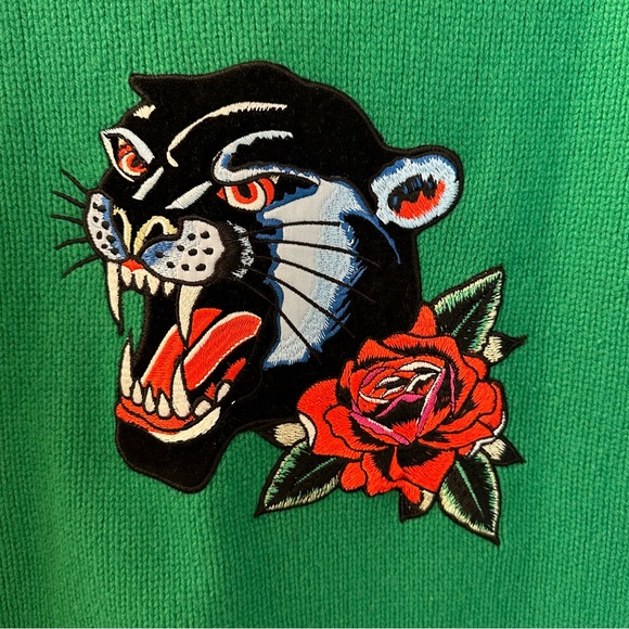 Sandro Wool Pullover Graphic Print Sweater in green size M - Picture 6 of 6